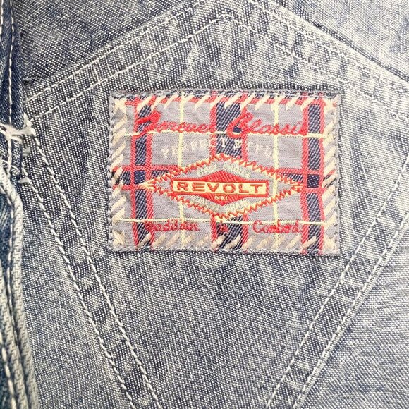 Vintage NWT Y2K Revolt Overalls Red White Blue Stripes Size M - Picture 6 of 9